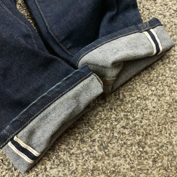 Uniqlo Jeans Selvedge 31x31 Slim Straight Fit Japanese Kaihara Denim Dark Blue - Picture 3 of 12